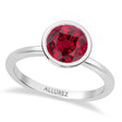 Round Lab Ruby Bezel Engagement Ring 14K White Gold (2.00ct)
