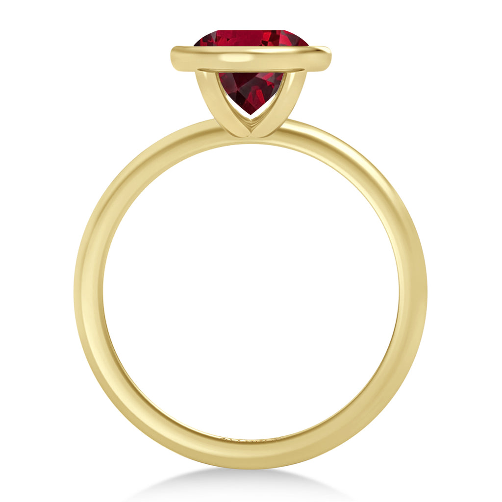 Round Lab Ruby Bezel Engagement Ring 14K Yellow Gold (2.00ct)