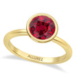 Round Lab Ruby Bezel Engagement Ring 18K Yellow Gold (2.00ct)