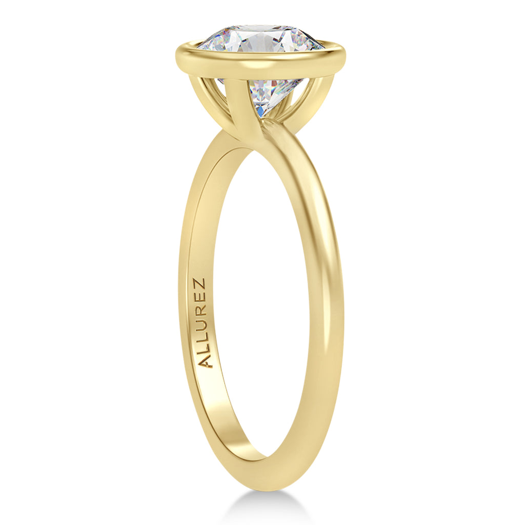 Round Moissanite Bezel Engagement Ring 18K Yellow Gold (1.50ct)