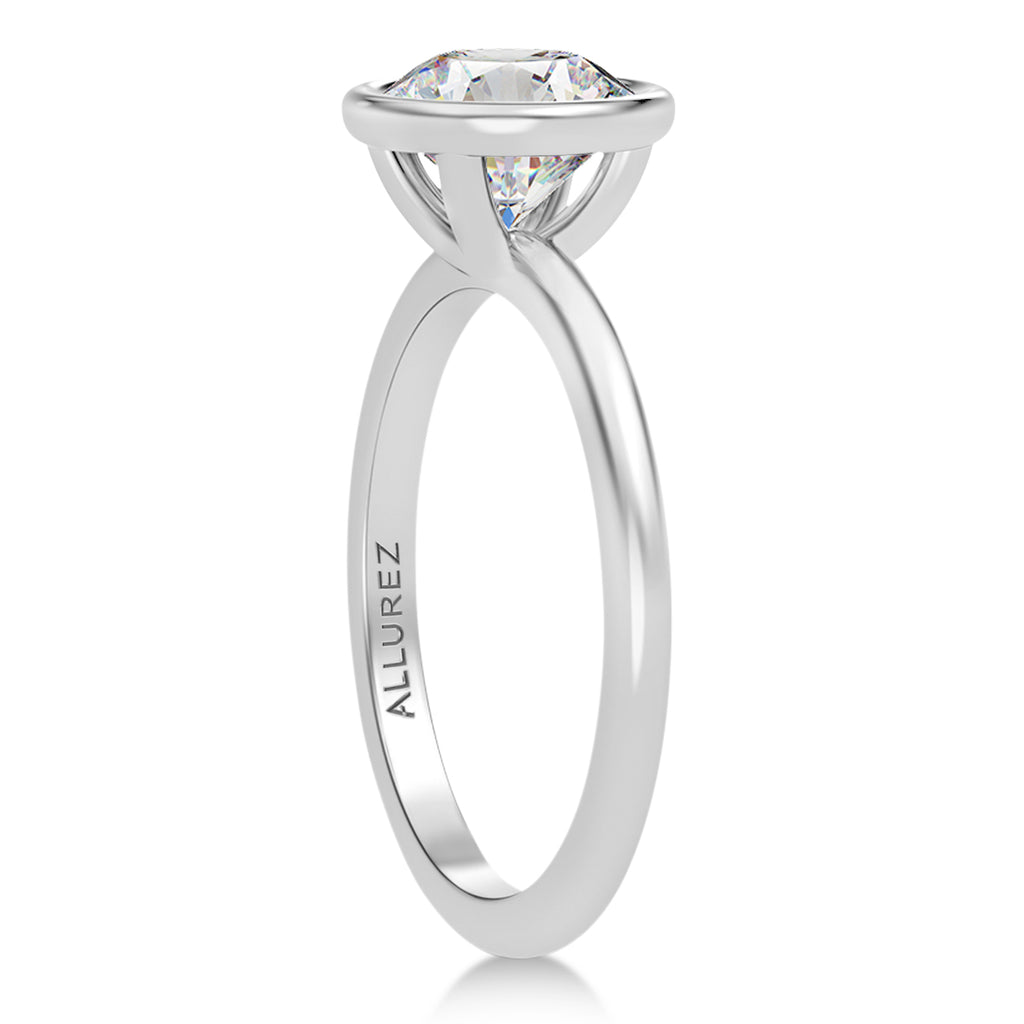 Round Moissanite Bezel Engagement Ring in Palladium (1.50ct)