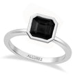 Asscher Natural Black Diamond Bezel Engagement Ring 14K White Gold (1.70ct)