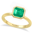 Asscher Lab Emerald Bezel Engagement Ring 14K Yellow Gold (1.25ct)