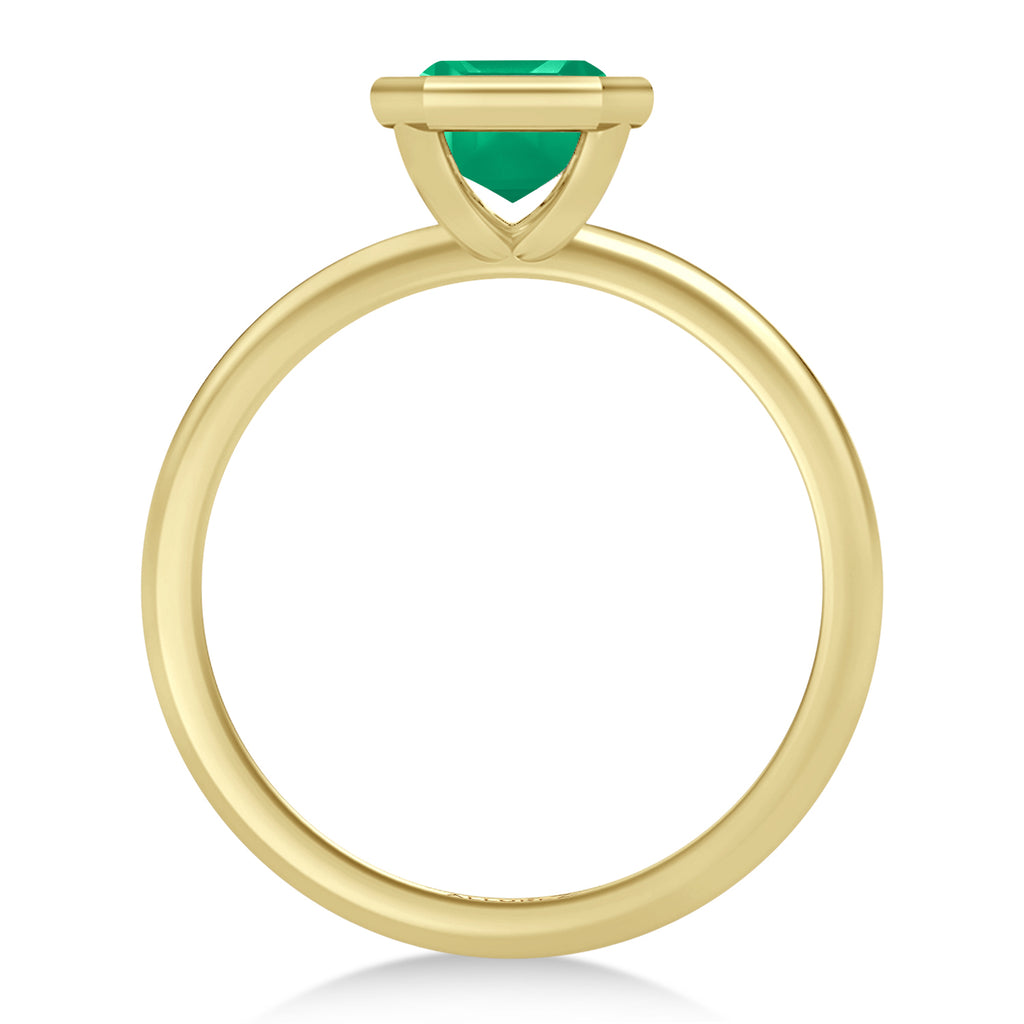 Asscher Lab Emerald Bezel Engagement Ring 14K Yellow Gold (1.25ct)