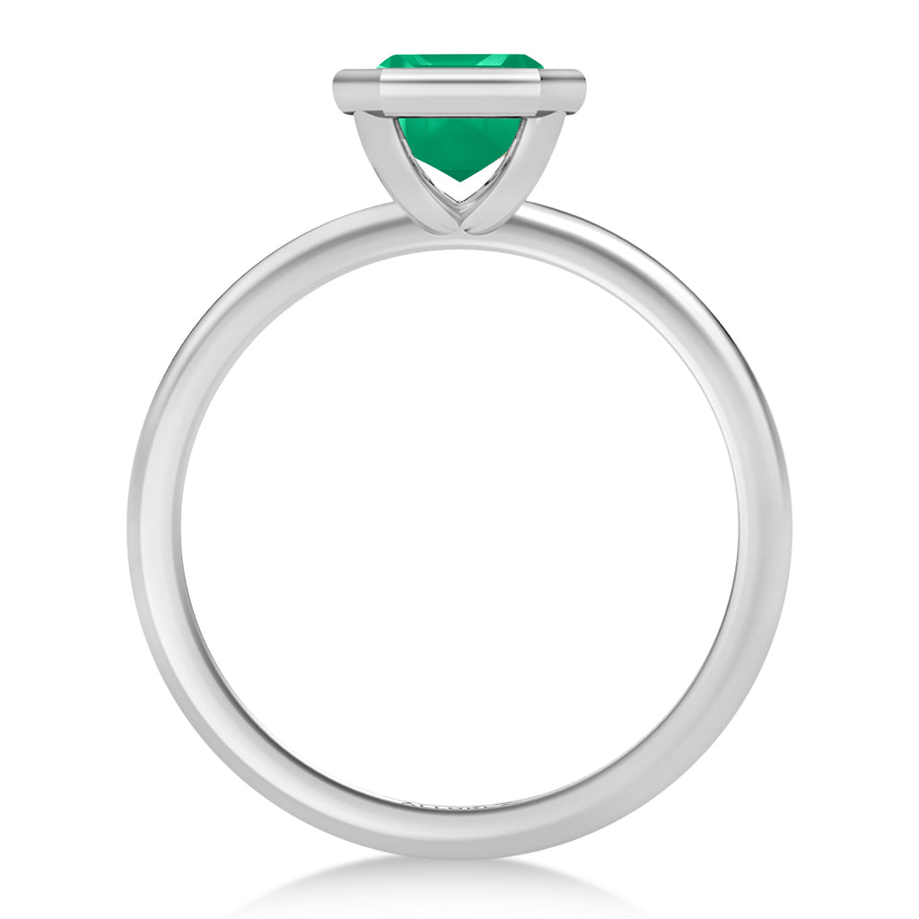 Asscher Lab Emerald Bezel Engagement Ring in Palladium (1.25ct)