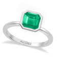 Asscher Lab Emerald Bezel Engagement Ring in Platinum (1.25ct)