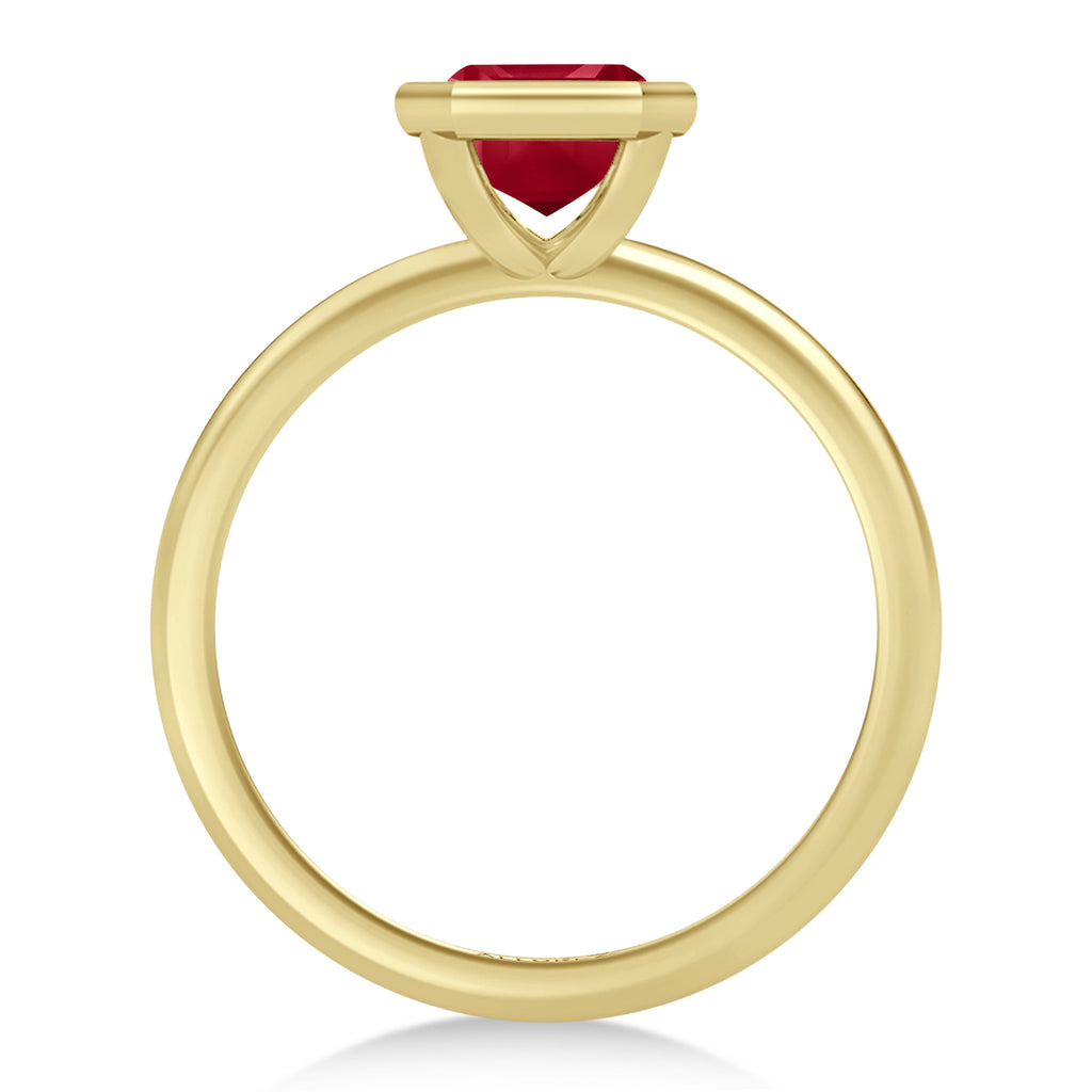 Asscher Lab Ruby Bezel Engagement Ring 14K Yellow Gold (1.40ct)