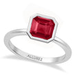 Asscher Lab Ruby Bezel Engagement Ring in Palladium (1.40ct)