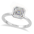 Asscher Moissanite Bezel Engagement Ring 14K White Gold (1.19ct)