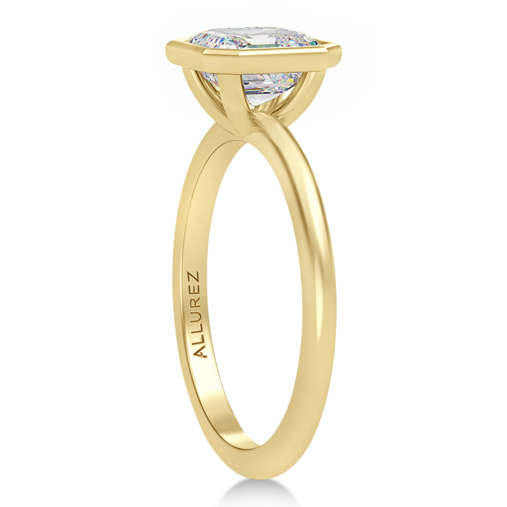 Asscher Moissanite Bezel Engagement Ring 14K Yellow Gold (1.19ct)