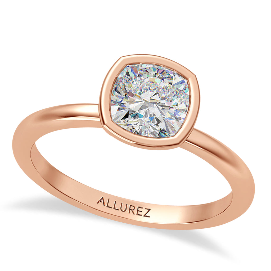 Cushion Lab Diamond Bezel Engagement Ring 18K Rose Gold (1.50ct)