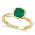 Cushion Cut Lab Emerald Bezel Engagement Ring 14K Yellow Gold (1.40ct)