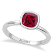 Cushion Cut Lab Ruby Bezel Engagement Ring in Palladium (1.50ct)