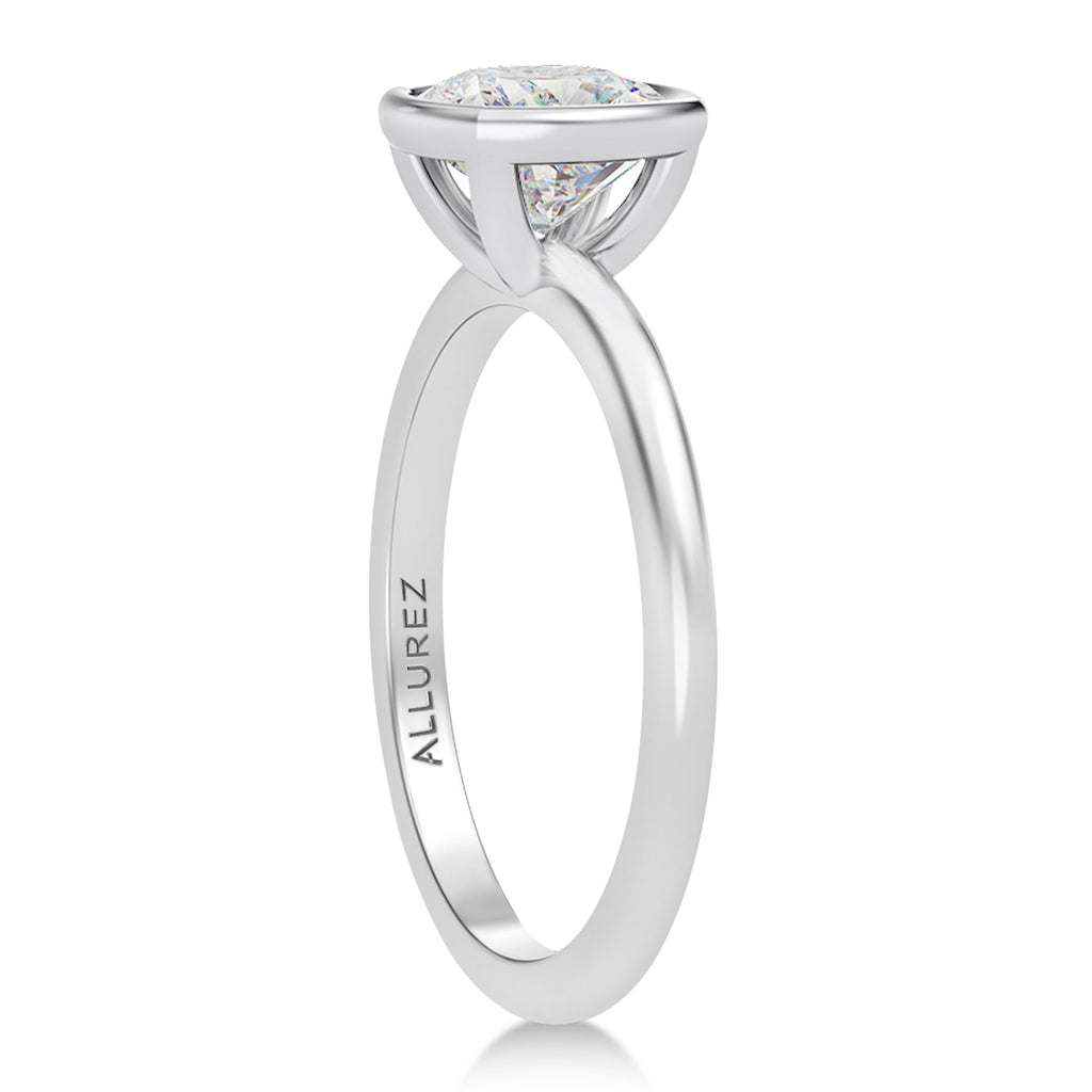 Cushion Cut Moissanite Bezel Engagement Ring 14K White Gold (1.50ct)