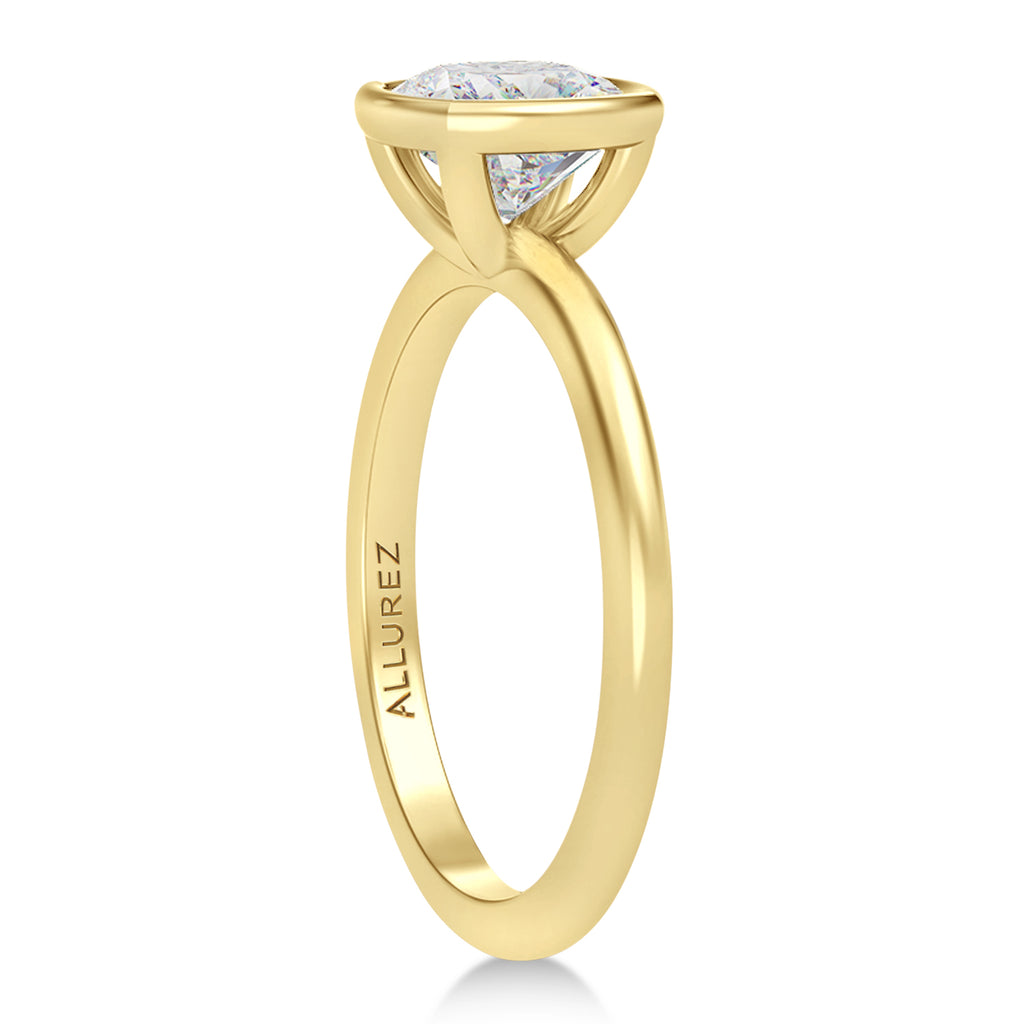 Cushion Cut Moissanite Bezel Engagement Ring 18K Yellow Gold (1.50ct)