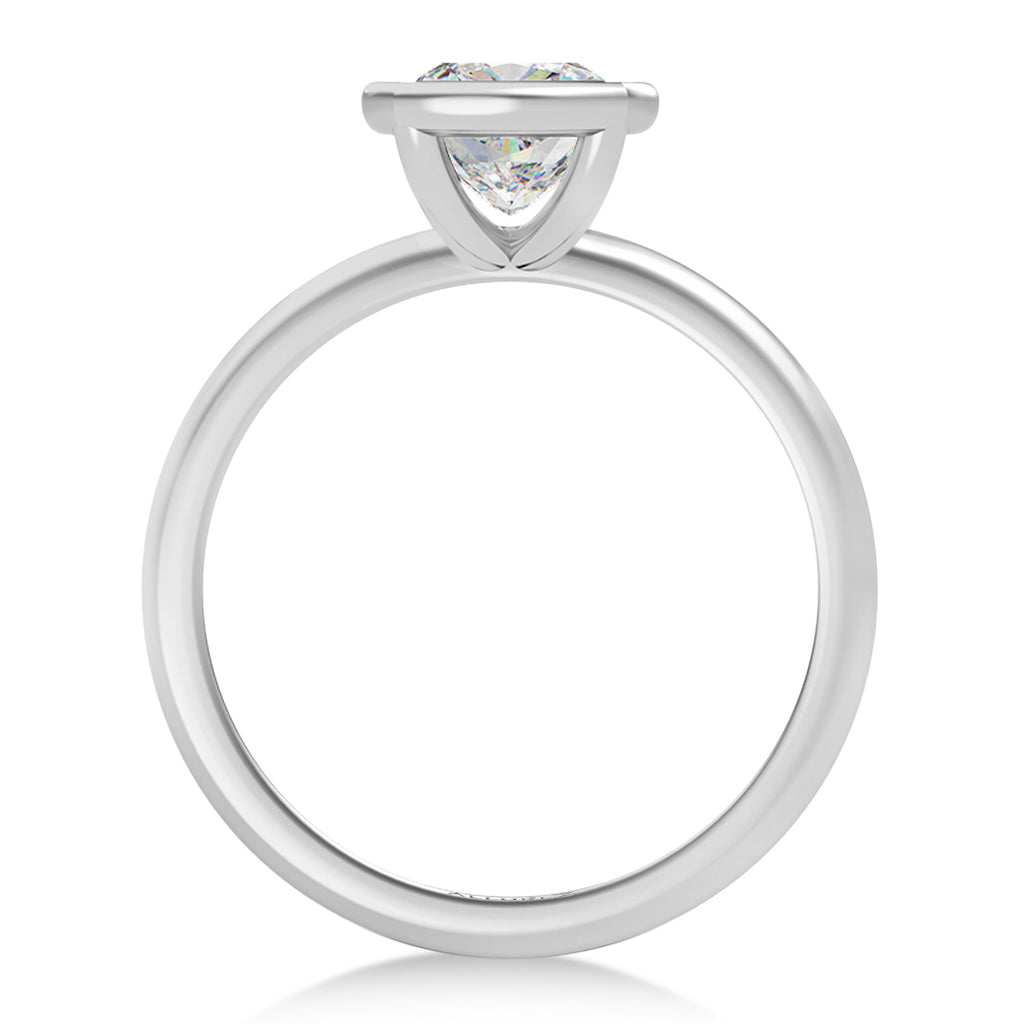 Cushion Cut Moissanite Bezel Engagement Ring in Platinum (1.50ct)