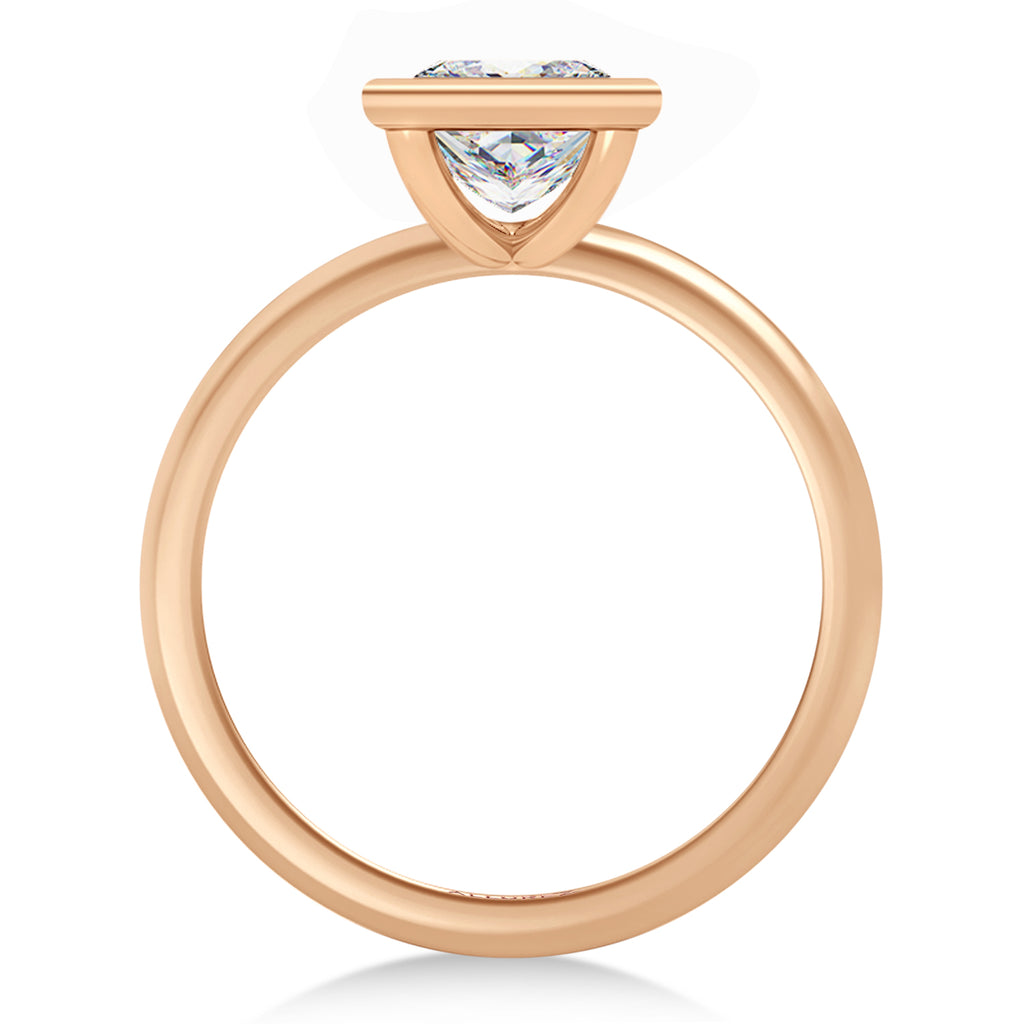 Princess Cut Lab Diamond Bezel Engagement Ring 14K Rose Gold (1.50ct)