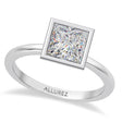Princess Cut Lab Diamond Bezel Engagement Ring in Palladium (1.50ct)