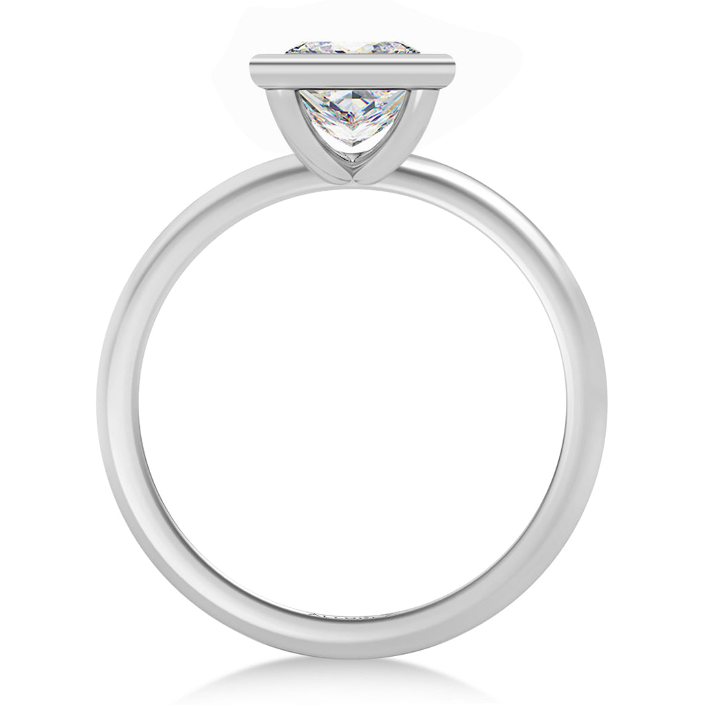 Princess Cut Moissanite Bezel Engagement Ring in Platinum (1.50ct)