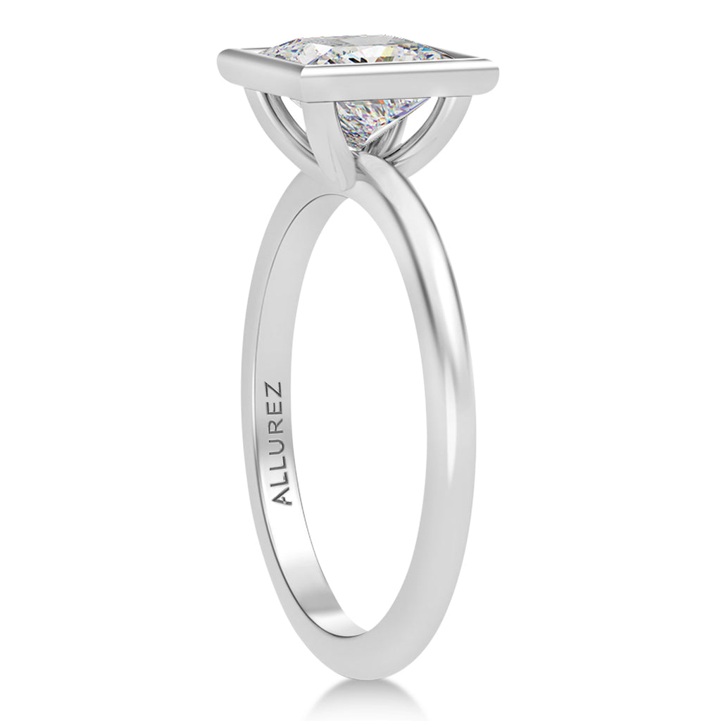 Princess Cut Moissanite Bezel Engagement Ring in Platinum (1.50ct)