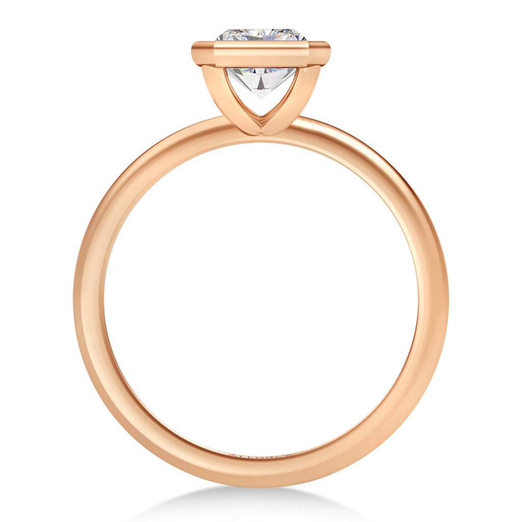 Radiant Cut Lab Diamond Bezel Engagement Ring 18K Rose Gold (1.50ct)