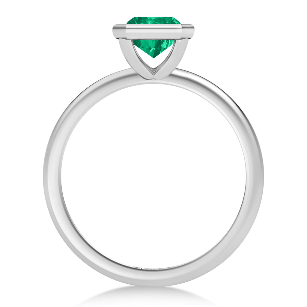 Radiant Cut Lab Emerald Bezel Engagement Ring 18K White Gold (1.50ct)