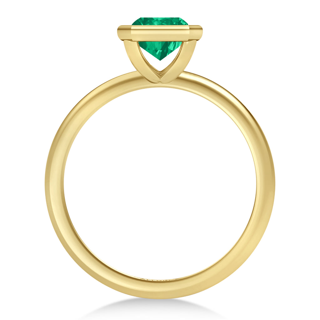 Radiant Cut Lab Emerald Bezel Engagement Ring 18K Yellow Gold (1.50ct)