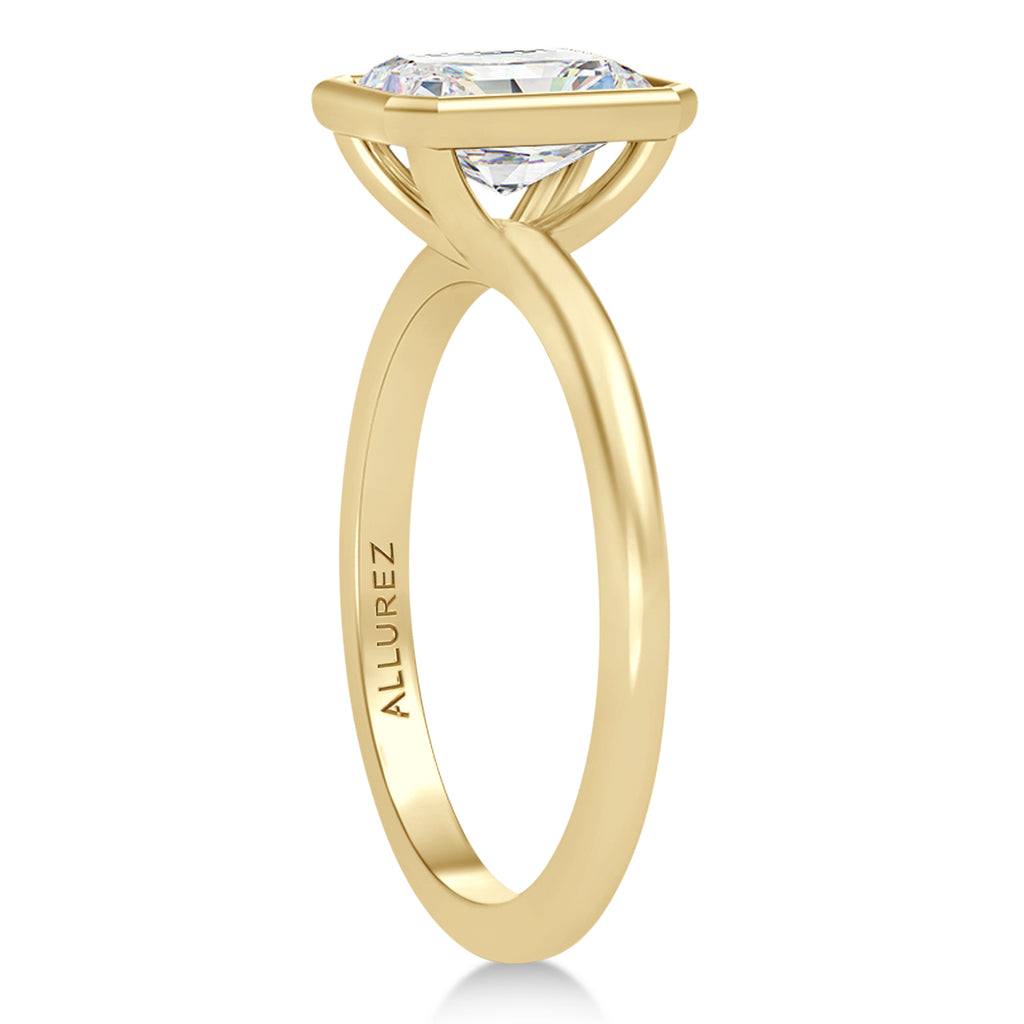 Radiant Cut Moissanite Bezel Engagement Ring 14K Yellow Gold (1.50ct)