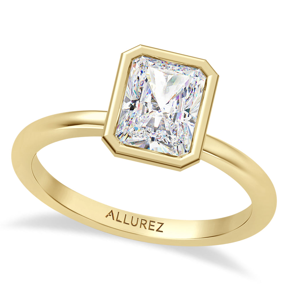Radiant Cut Moissanite Bezel Engagement Ring 18K Yellow Gold (1.50ct)