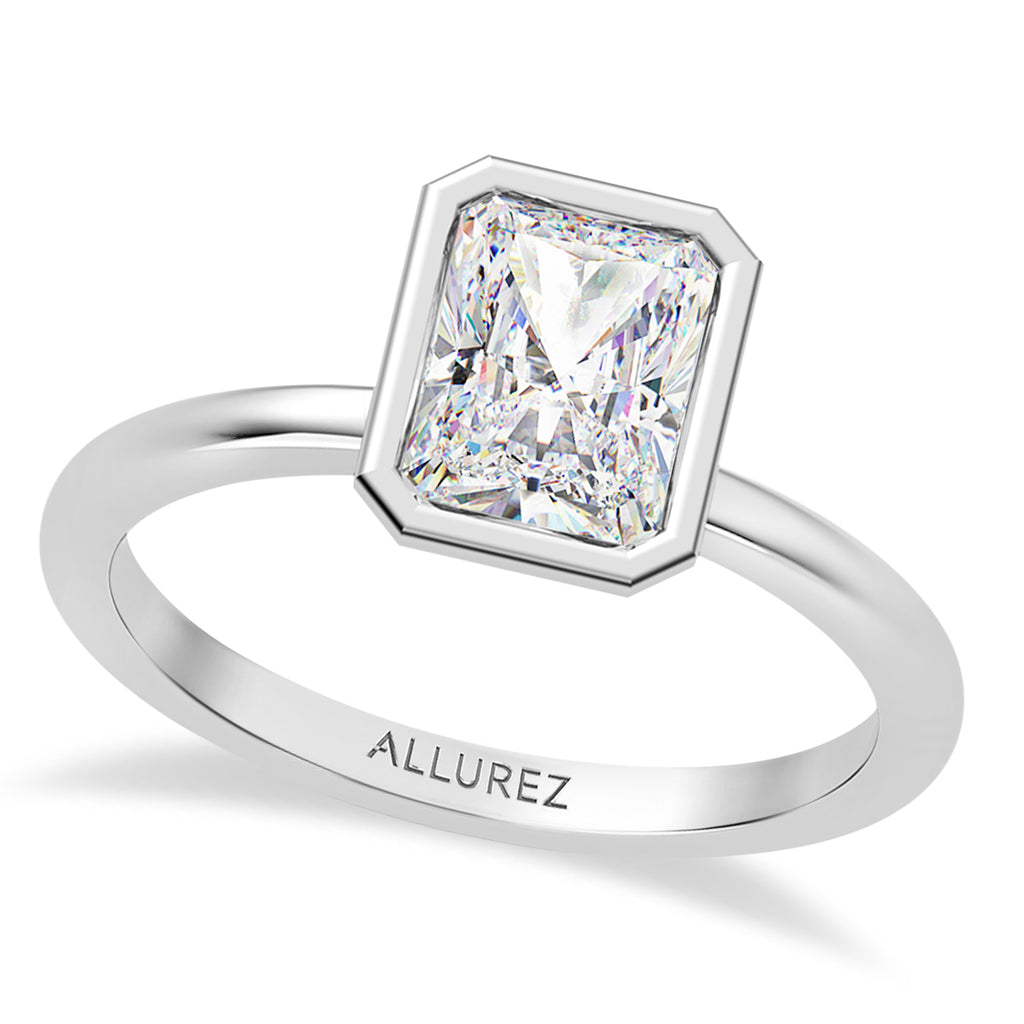 Radiant Cut Moissanite Bezel Engagement Ring in Platinum (1.50ct)