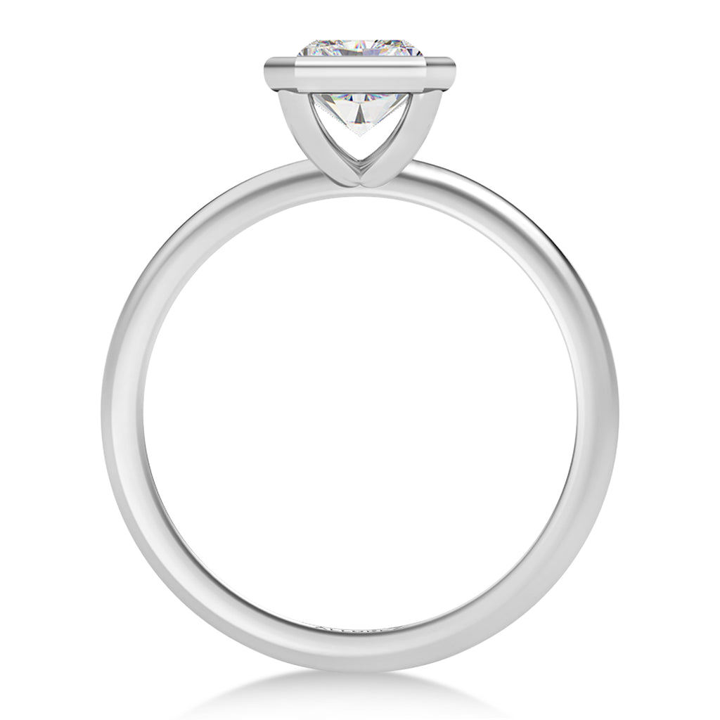 Radiant Cut Moissanite Bezel Engagement Ring in Platinum (1.50ct)