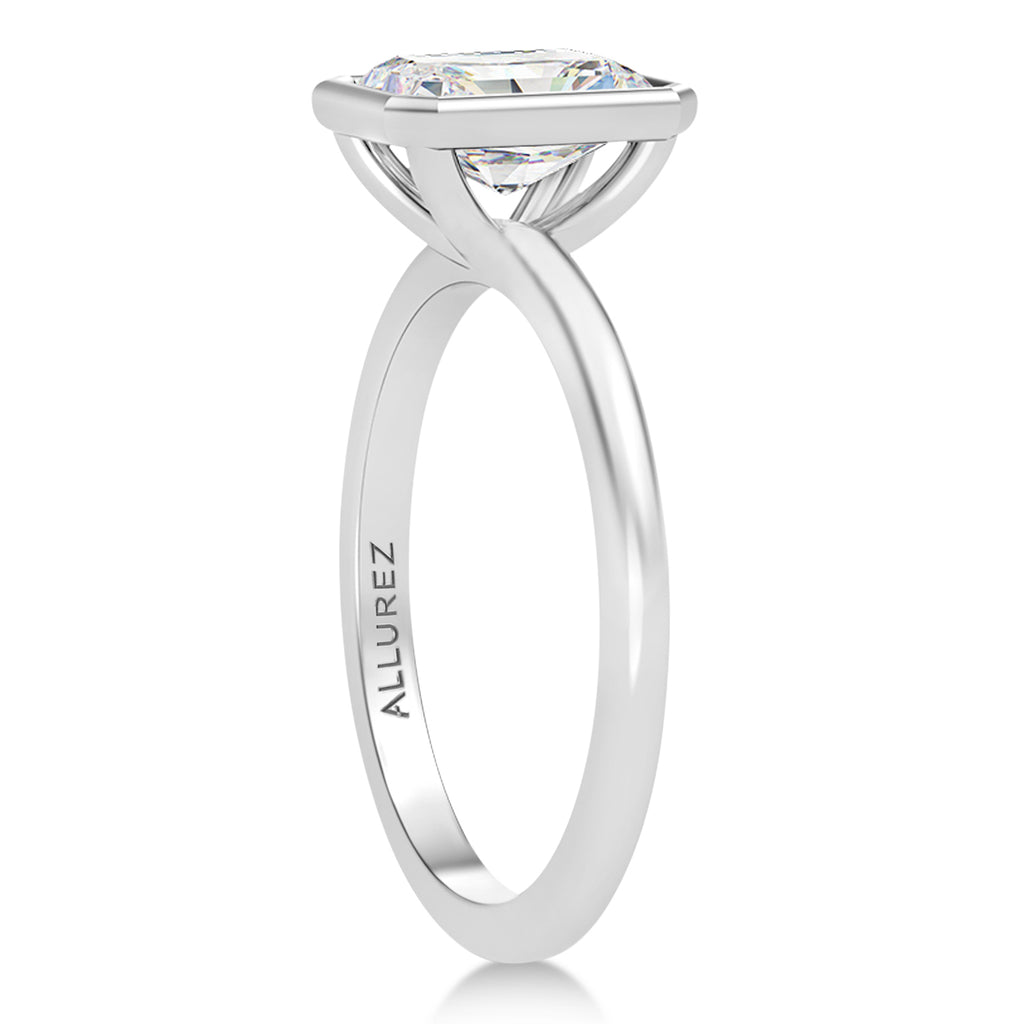 Radiant Cut Moissanite Bezel Engagement Ring in Platinum (1.50ct)