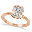 Emerald Cut Lab Diamond Bezel Engagement Ring 18K Rose Gold (1.50ct)