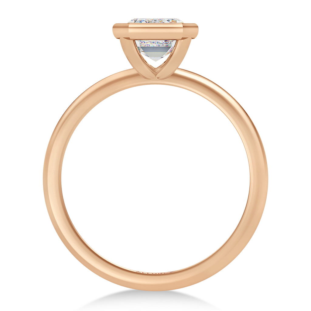 Emerald Cut Lab Diamond Bezel Engagement Ring 18K Rose Gold (1.50ct)
