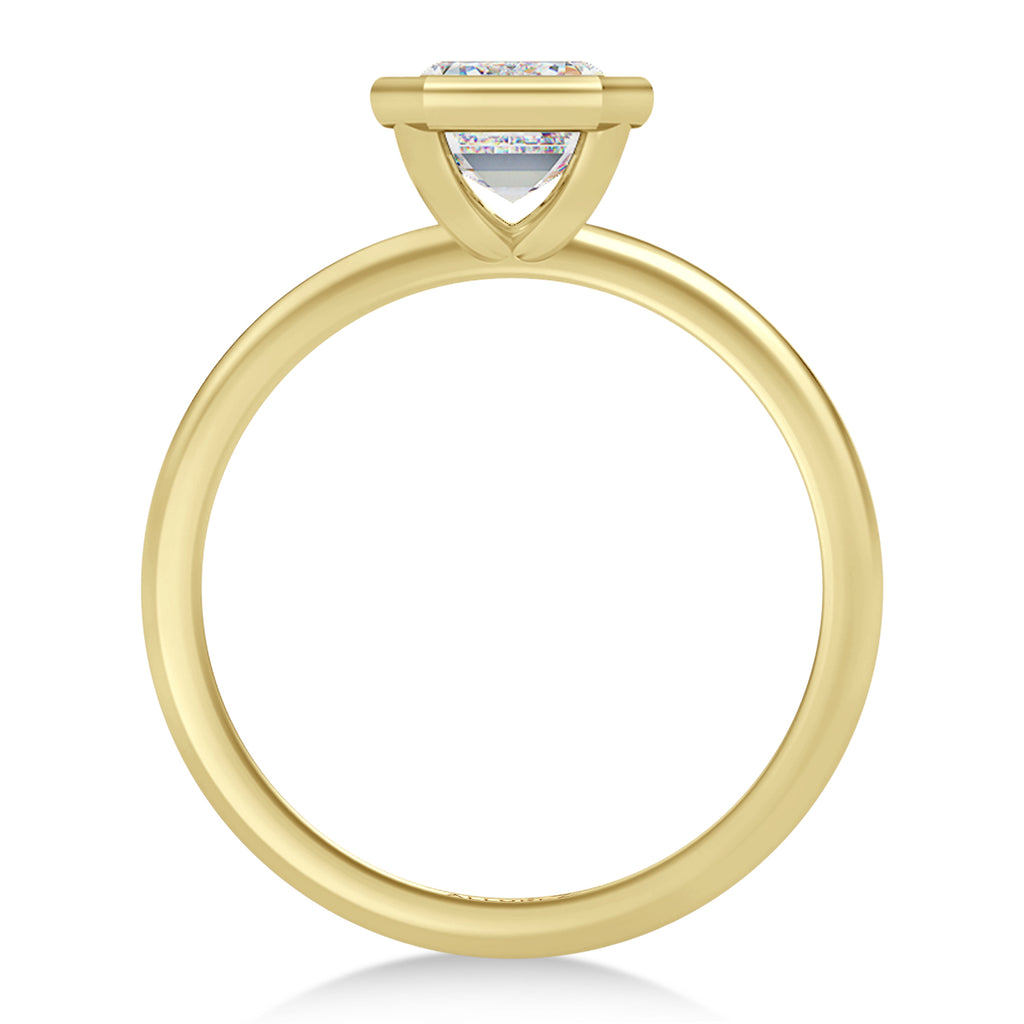 Emerald Cut Moissanite Bezel Engagement Ring 14K Yellow Gold (1.50ct)