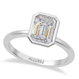 Emerald Cut Moissanite Bezel Engagement Ring in Palladium (1.50ct)