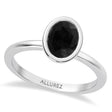 Oval Natural Black Diamond Bezel Engagement Ring in Palladium (1.25ct)