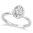 Oval Lab Diamond Bezel Engagement Ring 14K White Gold (1.50ct)