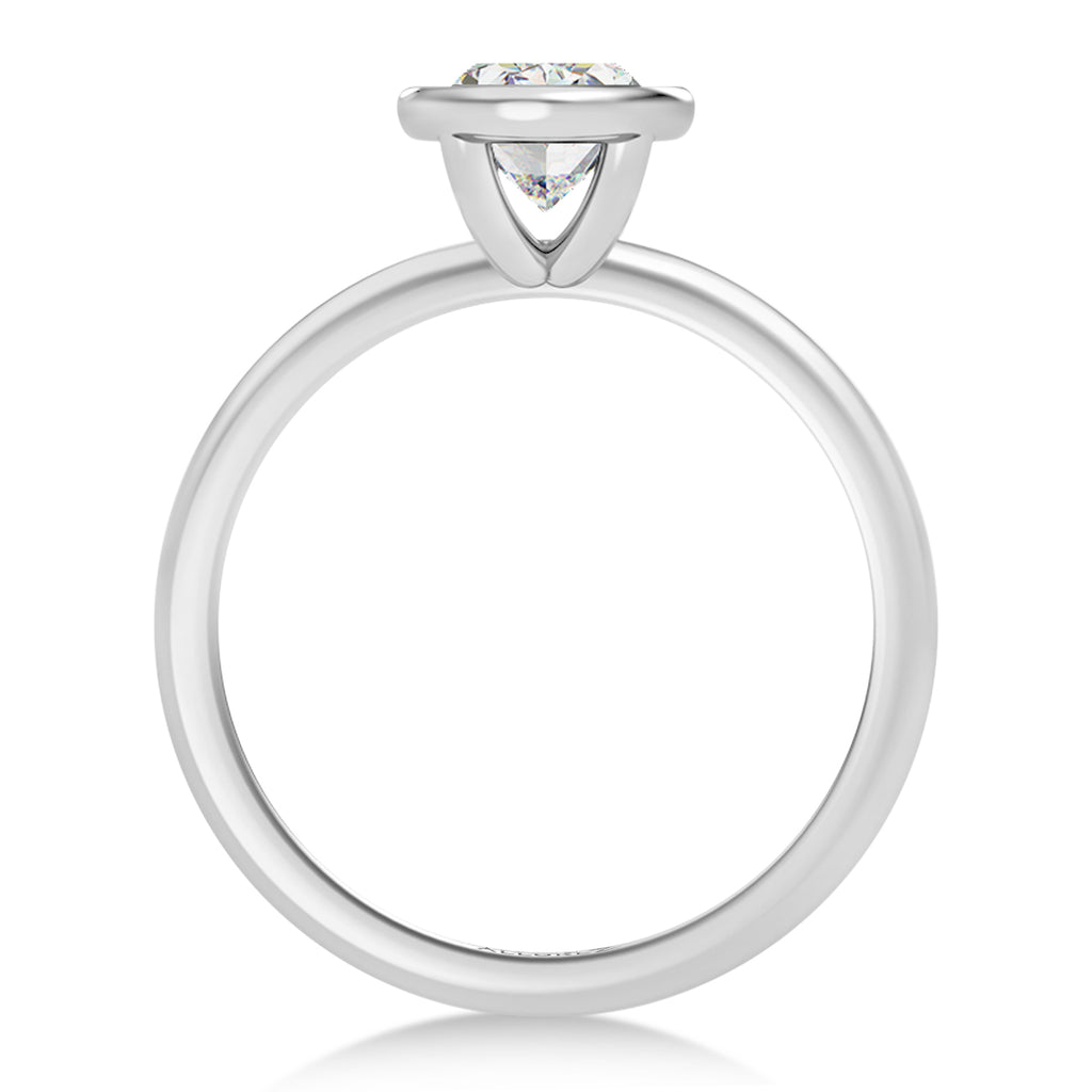 Oval Lab Diamond Bezel Engagement Ring 14K White Gold (1.50ct)