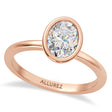 Oval Lab Diamond Bezel Engagement Ring 18K Rose Gold (1.50ct)