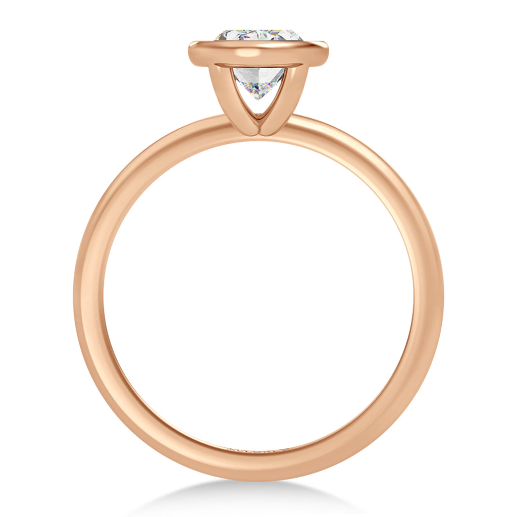 Oval Lab Diamond Bezel Engagement Ring 18K Rose Gold (1.50ct)