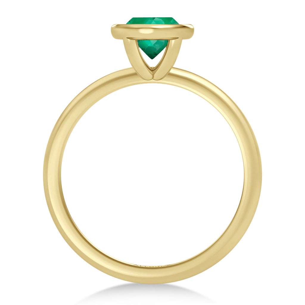 Oval Lab Emerald Bezel Engagement Ring 14K Yellow Gold (1.14ct)