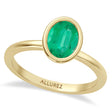 Oval Lab Emerald Bezel Engagement Ring 18K Yellow Gold (1.14ct)