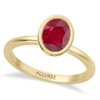 Oval Lab Ruby Bezel Engagement Ring 18K Yellow Gold (1.74ct)