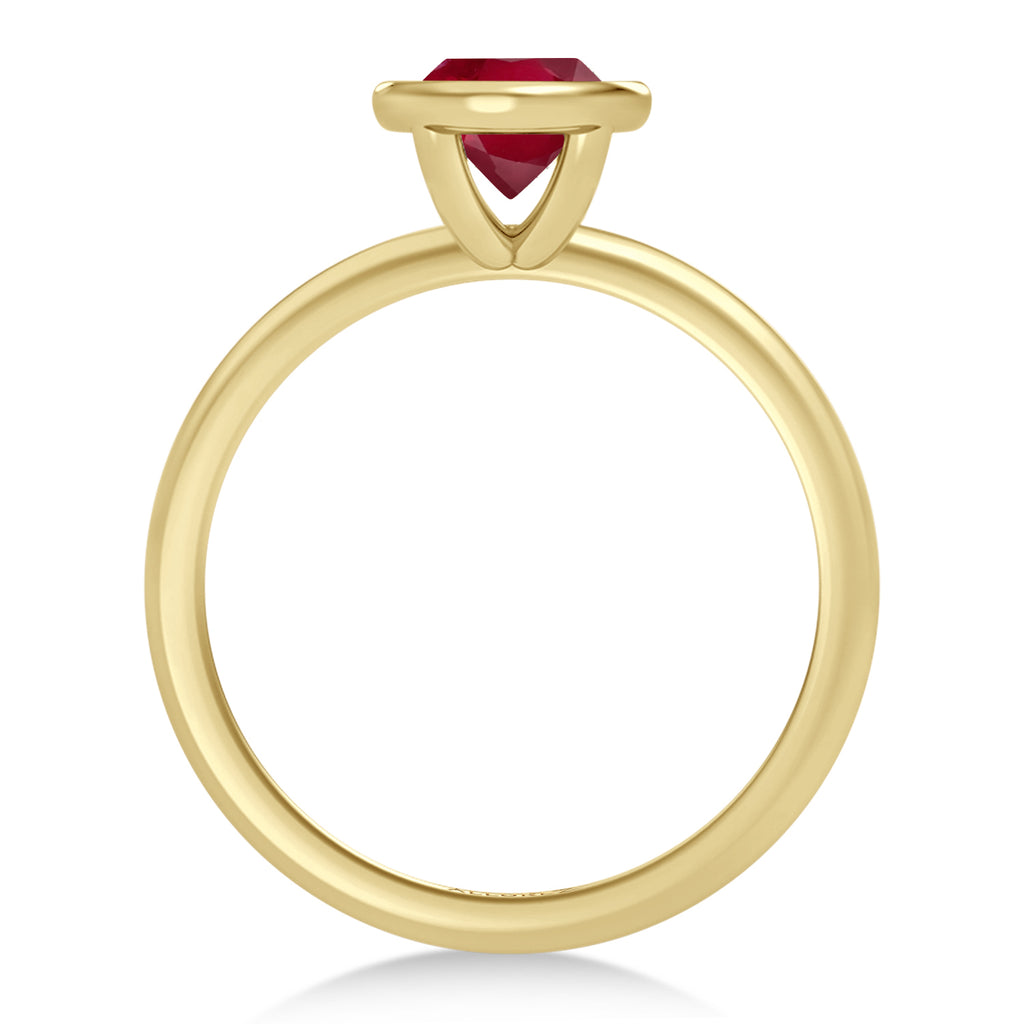 Oval Lab Ruby Bezel Engagement Ring 18K Yellow Gold (1.74ct)