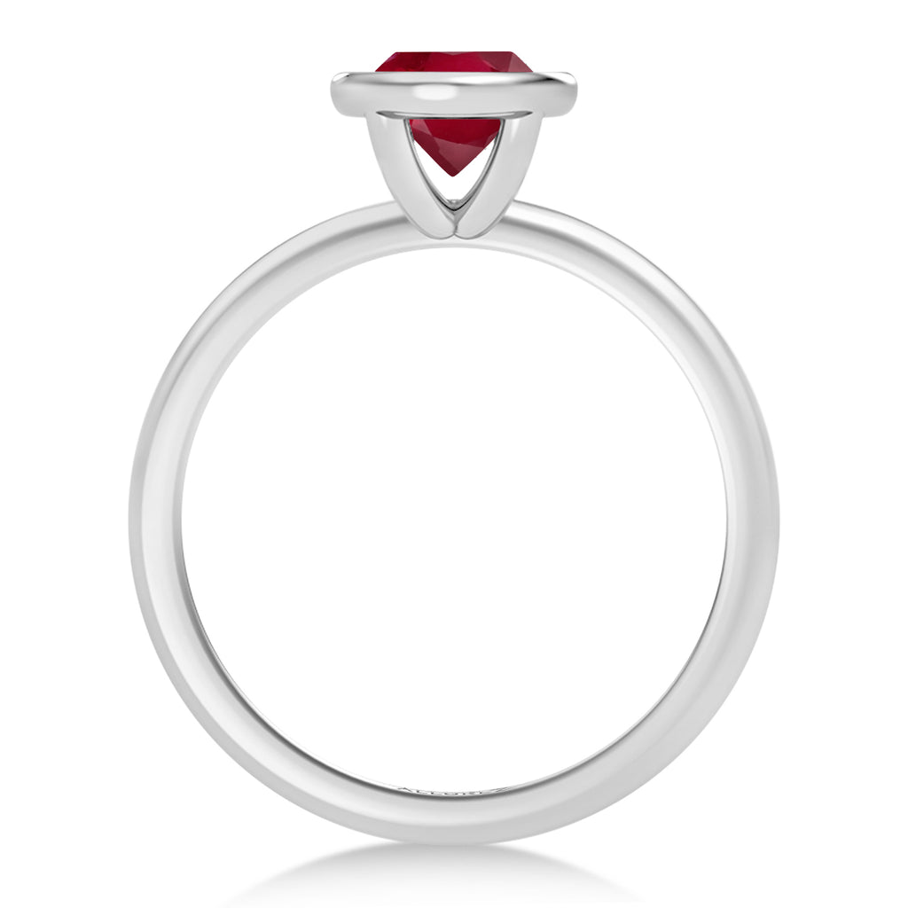 Oval Lab Ruby Bezel Engagement Ring in Palladium (1.74ct)