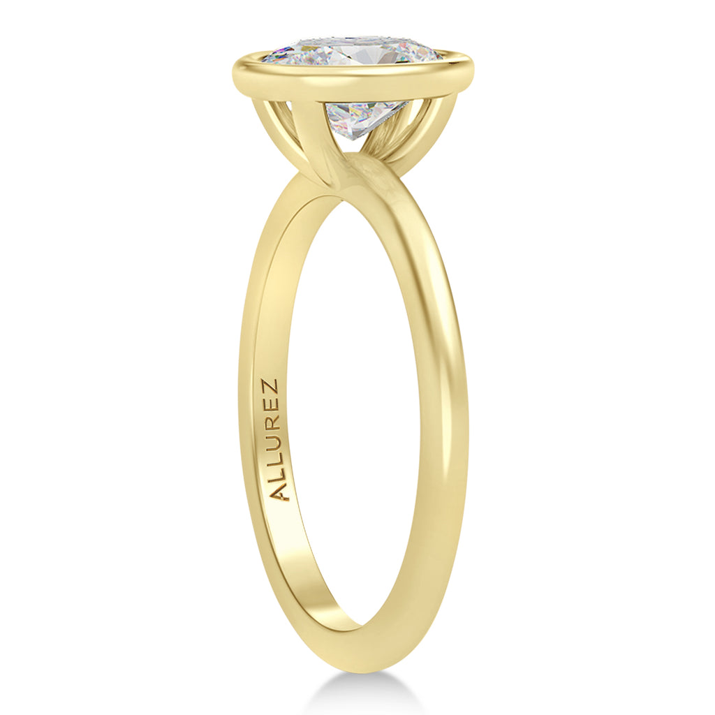 Oval Moissanite Bezel Engagement Ring 18K Yellow Gold (1.50ct)