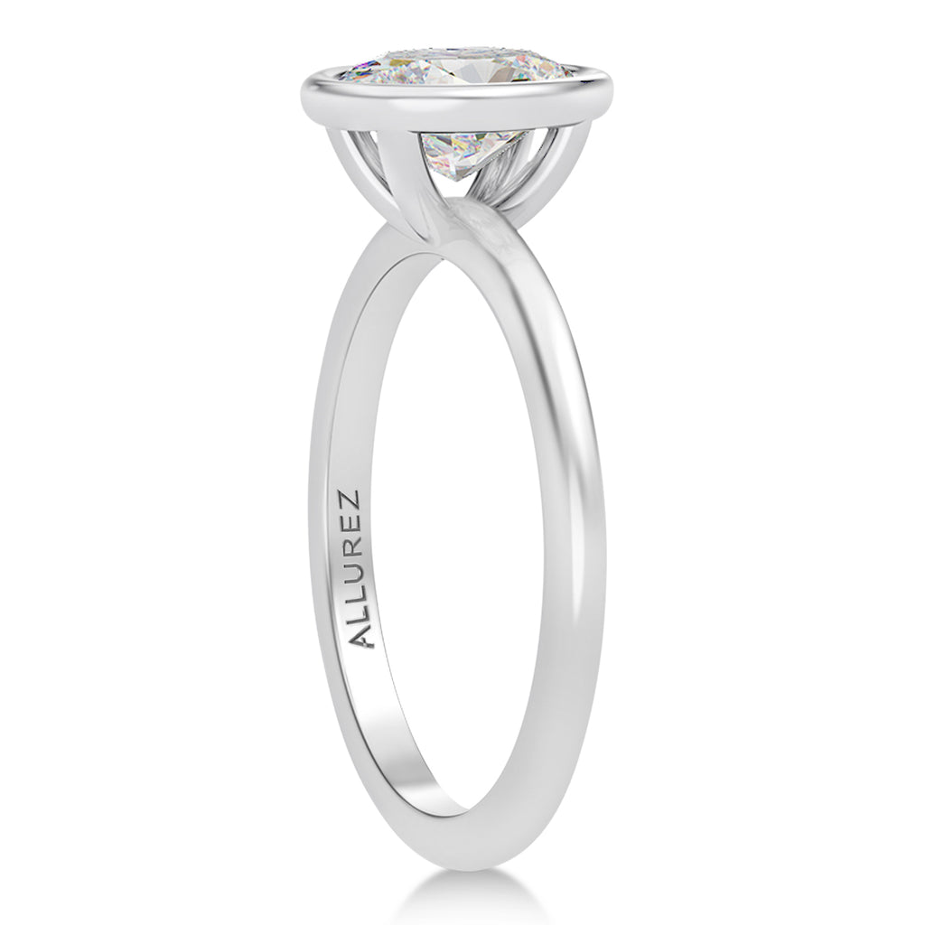Oval Moissanite Bezel Engagement Ring in Platinum (1.50ct)