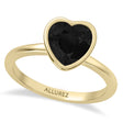 Heart Natural Black Diamond Bezel Engagement Ring 18K Yellow Gold (2.00ct)