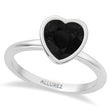 Heart Natural Black Diamond Bezel Engagement Ring in Palladium (2.00ct)
